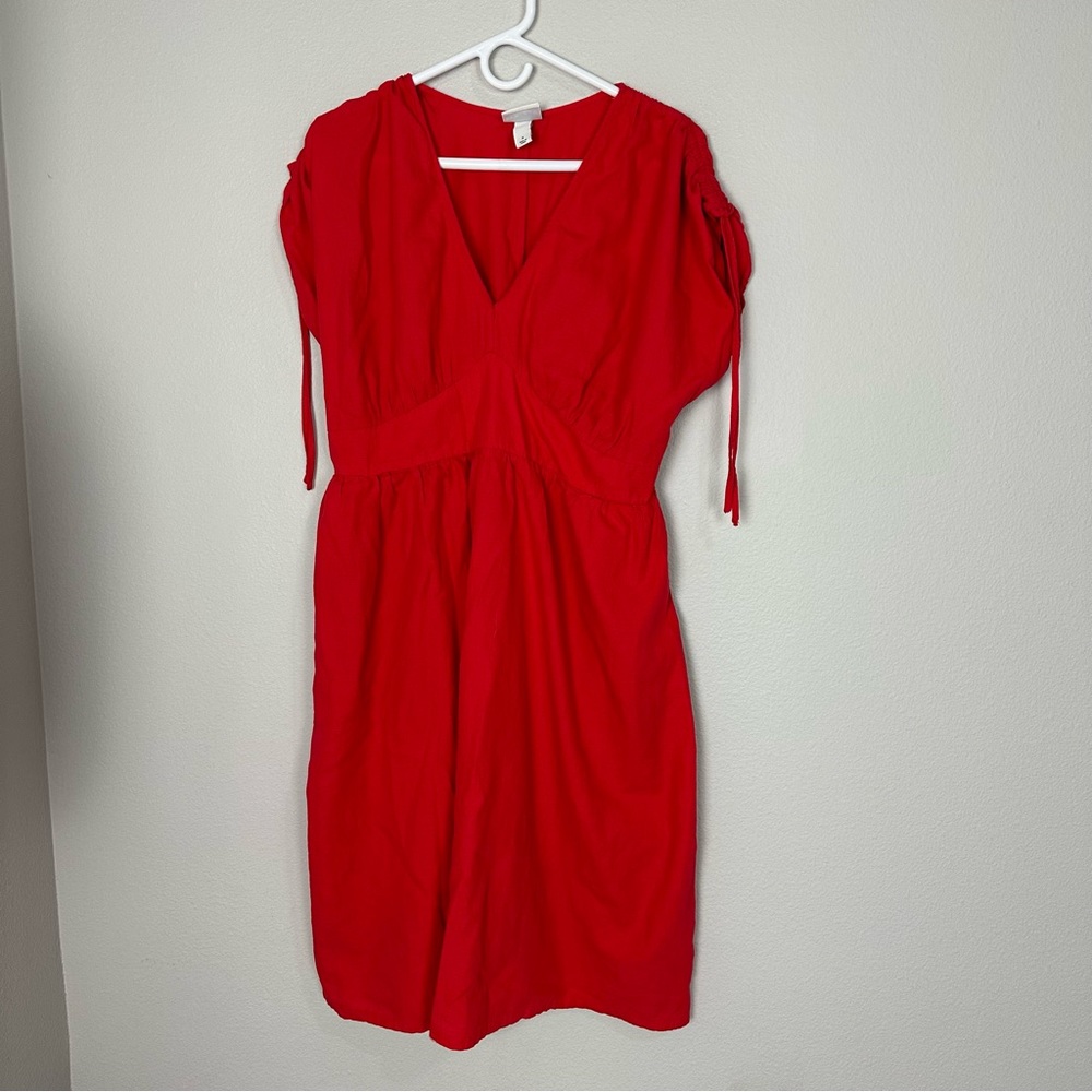 Ava & Viv Red V-Neck Short Sleeve Dress Size X